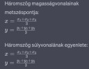 Háromszög magasságvonalainak metszéspontjának egyenlete és a súlyvonal egyenlete – megoldás kép 1