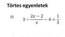 Törtes egyenlet – feladat kép 1